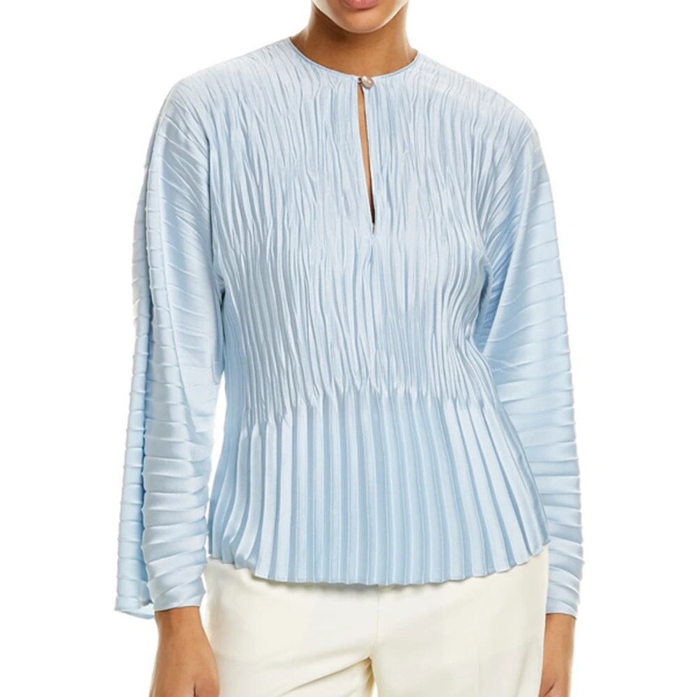 Vince Sky Blue Pleated Blouse